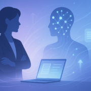 AI and the future of coaching illustration showing a coach working with artificial intelligence to build leverage and avoid burnout