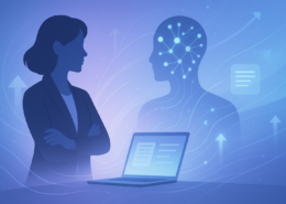 AI and the future of coaching illustration showing a coach working with artificial intelligence to build leverage and avoid burnout